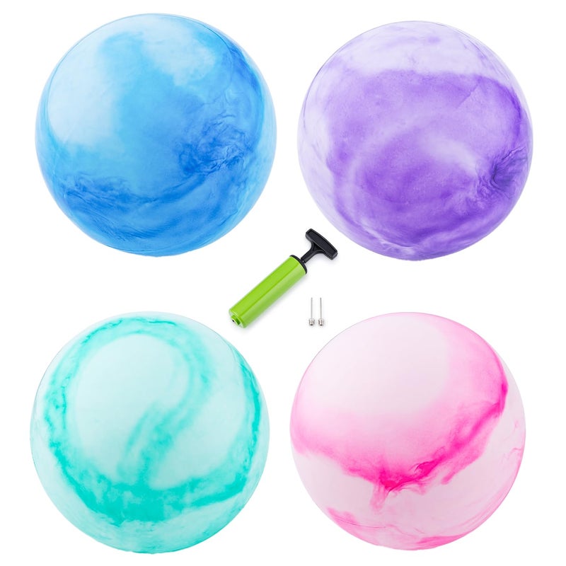 New Bounce Inflatable Bouncing Ball for Kids - Set of 4 Marbleized Bouncy Balls Plus Pump & 2 pins  Inflatable Sensory Balls  for Children and Pets - 8.5"" Game Ball - Image 1